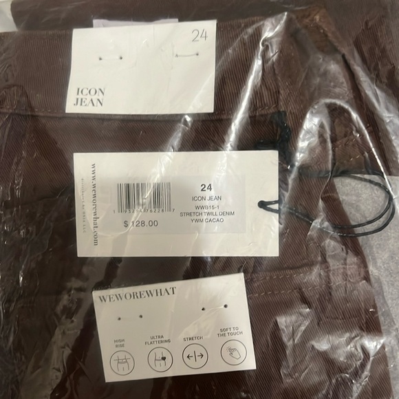 NWT Revolve WeWoreWhat Icon Stretch Twill Denim Jean Brown Cacao Size 24 - Picture 3 of 3